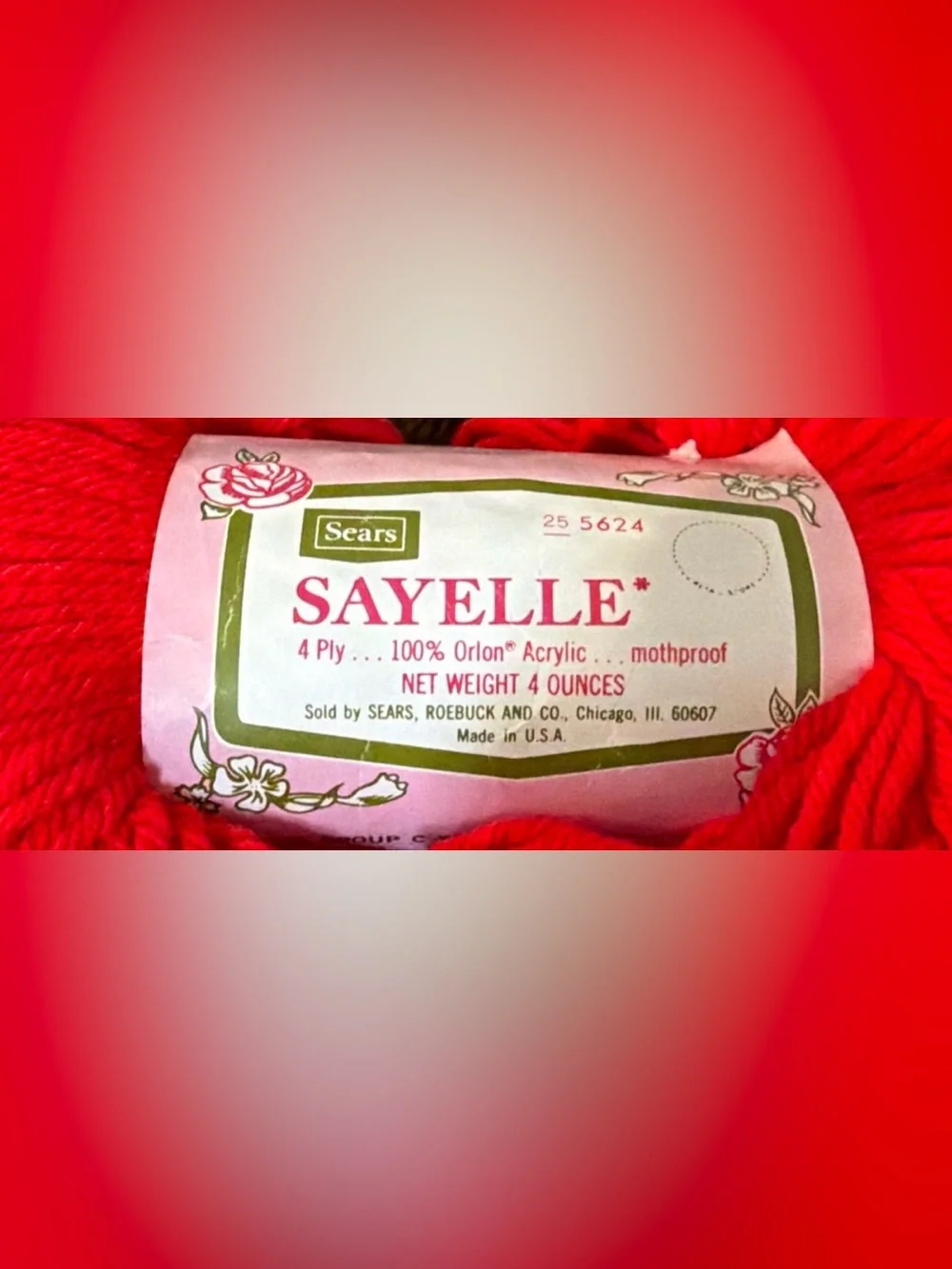 3 Vintage Sayelle 4 Ply 100% Orlon Acrylic Yarn-Worsted/Medium Weight Red